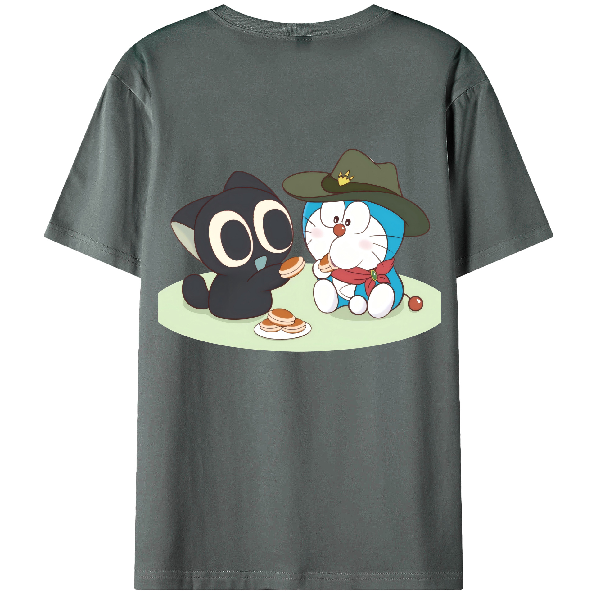 （画像用） ドラえもん Doraemon 綿100％ メンズ半袖Tシャツ（バックプリント） 通気性